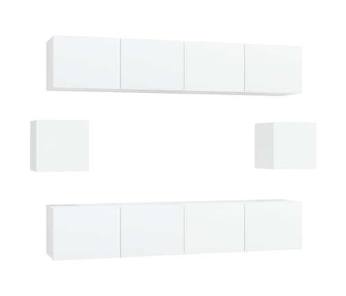 Set de muebles para TV 6 piezas madera contrachapada blanco