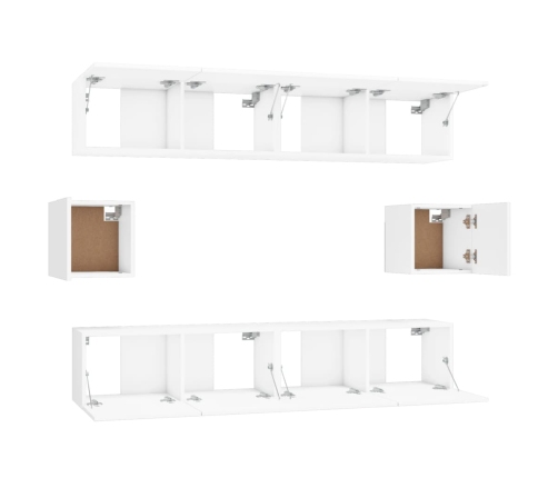 Set de muebles para TV 6 piezas madera contrachapada blanco