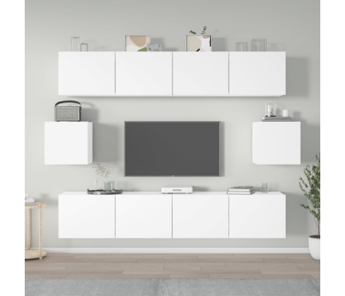 Set de muebles para TV 6 piezas madera contrachapada blanco