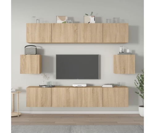 Set de muebles para TV 6 pzas madera contrachapada roble sonoma