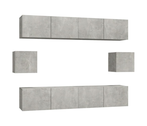 Set de muebles de TV 6 pzas madera contrachapada gris hormigón