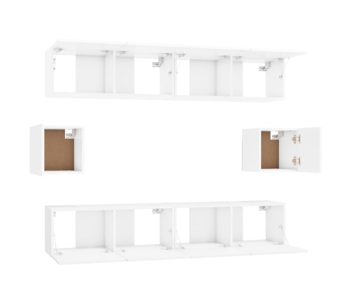 Set de muebles de TV 6 pzas madera contrachapada blanco brillo