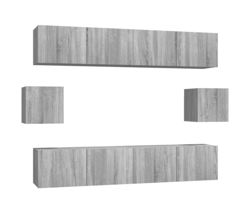 Set de muebles para TV 6 pzas madera contrachapada gris Sonoma