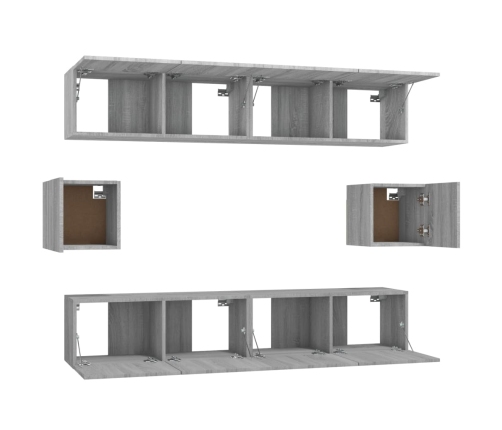 Set de muebles para TV 6 pzas madera contrachapada gris Sonoma