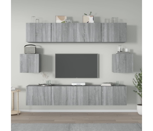 Set de muebles para TV 6 pzas madera contrachapada gris Sonoma