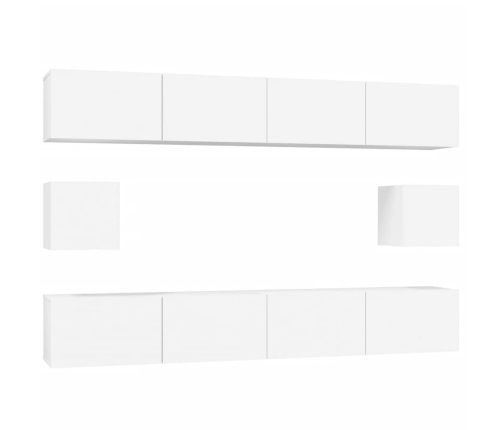 Set de muebles para TV 6 piezas madera contrachapada blanco