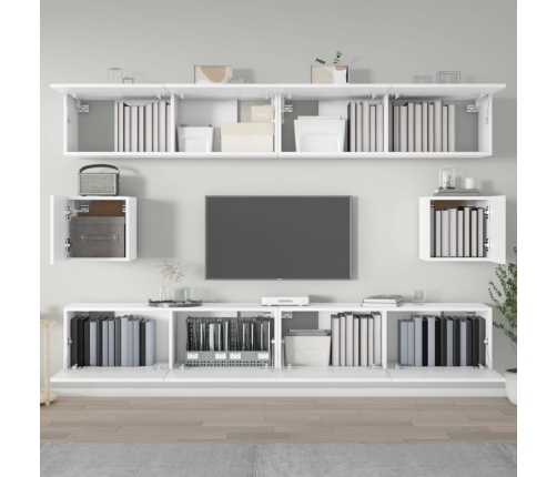 Set de muebles para TV 6 piezas madera contrachapada blanco