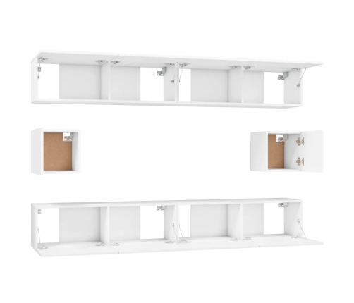 Set de muebles para TV 6 piezas madera contrachapada blanco