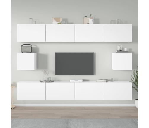 Set de muebles para TV 6 piezas madera contrachapada blanco