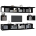 Set de muebles para TV 6 piezas madera contrachapada negro