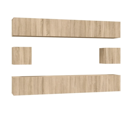 Set de muebles para TV 6 pzas madera contrachapada roble sonoma