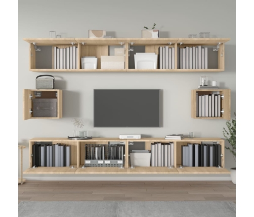 Set de muebles para TV 6 pzas madera contrachapada roble sonoma