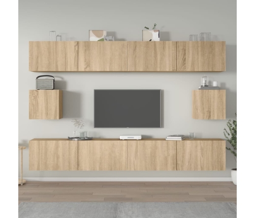 Set de muebles para TV 6 pzas madera contrachapada roble sonoma