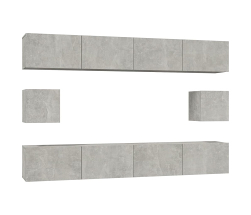 Set de muebles de TV 6 pzas madera contrachapada gris hormigón