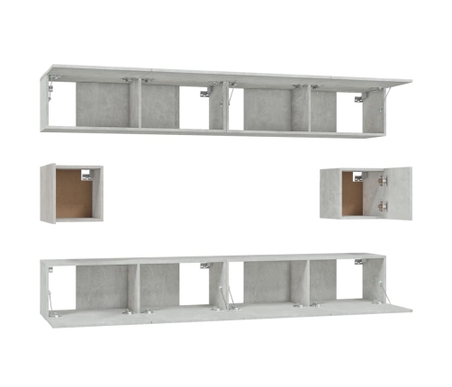 Set de muebles de TV 6 pzas madera contrachapada gris hormigón