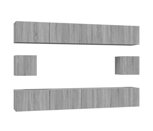 Set de muebles para TV 6 pzas madera contrachapada gris Sonoma