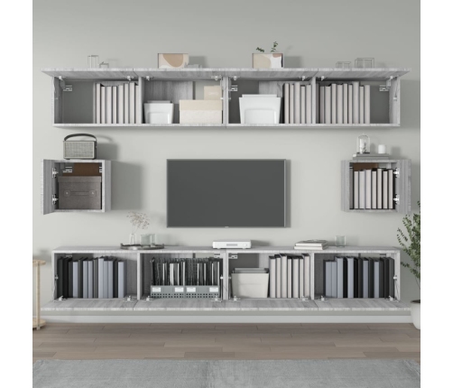 Set de muebles para TV 6 pzas madera contrachapada gris Sonoma