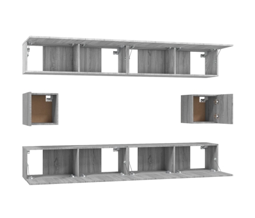 Set de muebles para TV 6 pzas madera contrachapada gris Sonoma