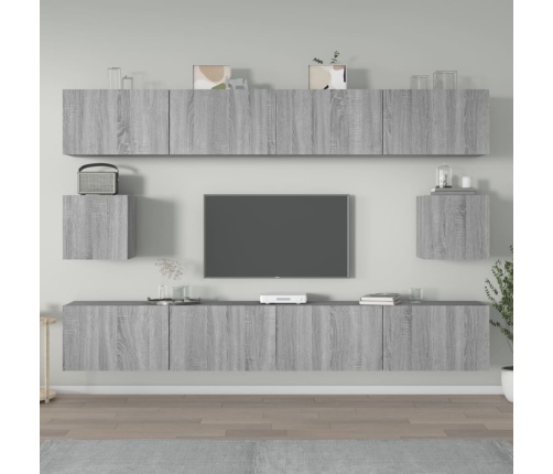 Set de muebles para TV 6 pzas madera contrachapada gris Sonoma