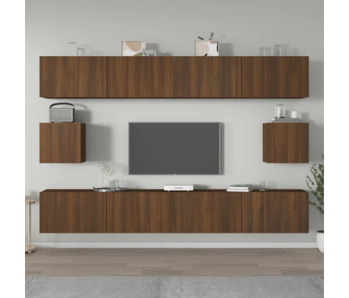 Set de muebles para TV 6 pzas madera contrachapada roble marrón