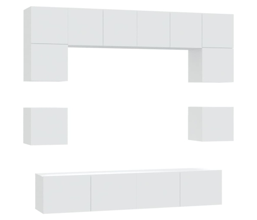 Set de muebles para TV 8 piezas madera contrachapada blanco