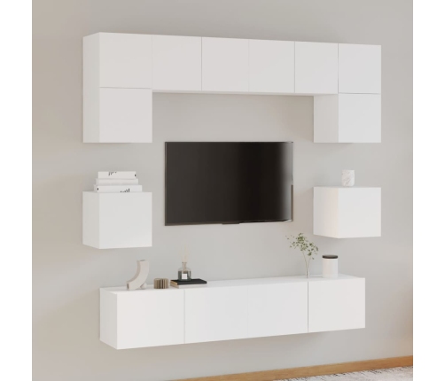 Set de muebles para TV 8 piezas madera contrachapada blanco