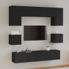 Set de muebles para TV 8 piezas madera contrachapada negro