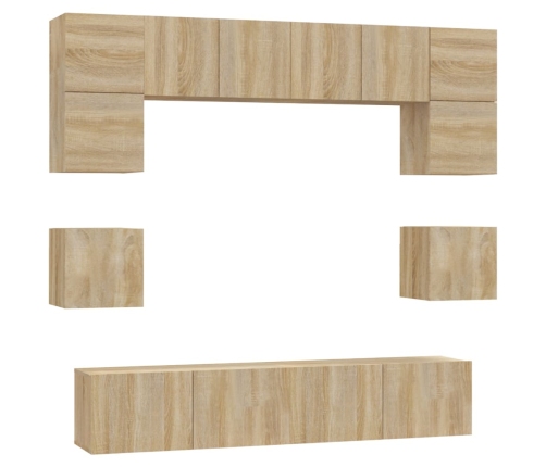 Set de muebles para TV 8 pzas madera contrachapada roble Sonoma