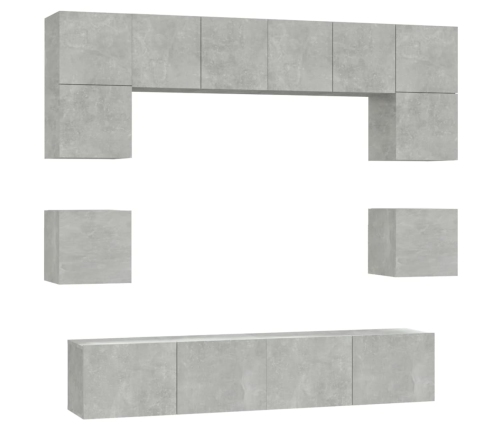 Set de muebles de TV 8 pzas madera contrachapada gris hormigón