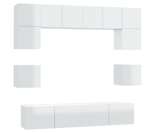 Set de muebles de TV 8 pzas madera contrachapada blanco brillo