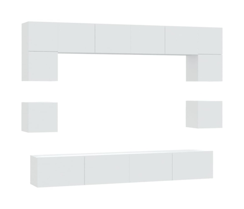 Set de muebles para TV 8 piezas madera contrachapada blanco