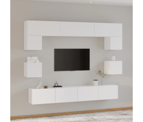 Set de muebles para TV 8 piezas madera contrachapada blanco