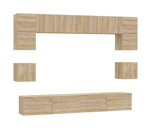 Set de muebles para TV 8 pzas madera contrachapada roble Sonoma