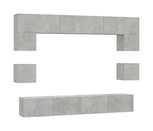 Set de muebles de TV 8 pzas madera contrachapada gris hormigón