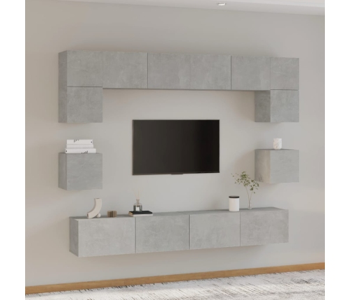 Set de muebles de TV 8 pzas madera contrachapada gris hormigón