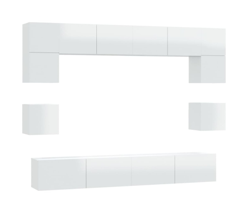 Set de muebles de TV 8 pzas madera contrachapada blanco brillo