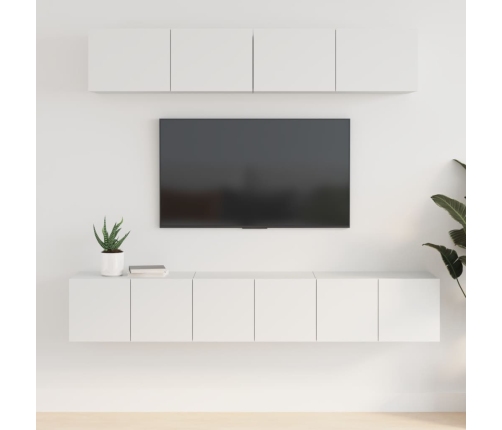 Set de muebles para TV 5 piezas madera contrachapada blanco