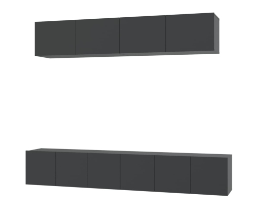 Set de muebles para TV 5 piezas madera contrachapada negro