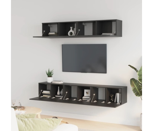 Set de muebles para TV 5 piezas madera contrachapada negro