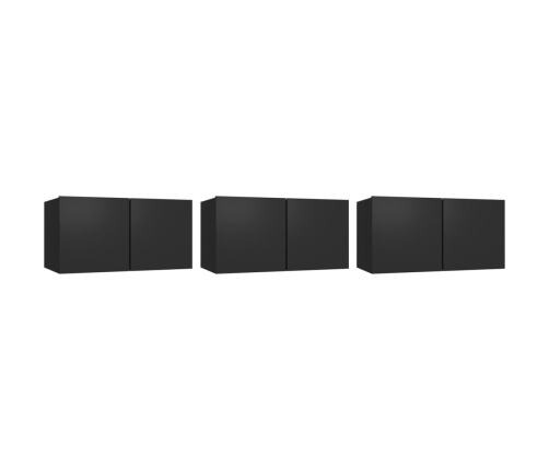 Set de muebles para TV 5 piezas madera contrachapada negro