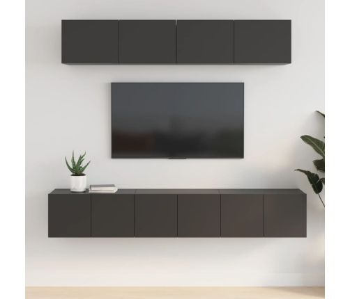 Set de muebles para TV 5 piezas madera contrachapada negro