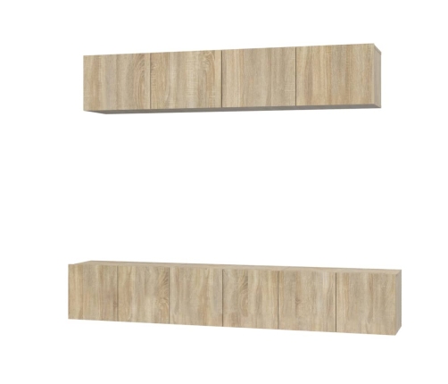 Set de muebles para TV 5 pzas madera contrachapada roble Sonoma