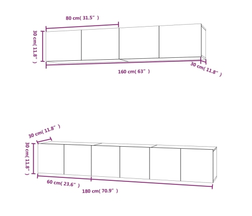 Set de muebles para TV 5 pzas madera contrachapada roble Sonoma