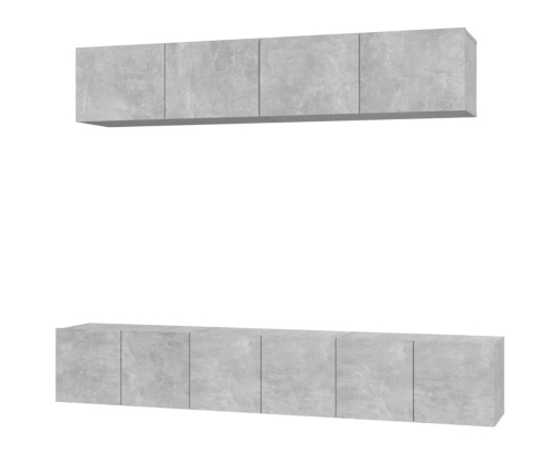 Set de muebles de TV 5 pzas madera contrachapada gris hormigón