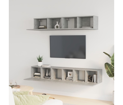 Set de muebles de TV 5 pzas madera contrachapada gris hormigón