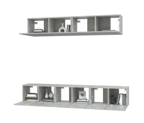 Set de muebles de TV 5 pzas madera contrachapada gris hormigón