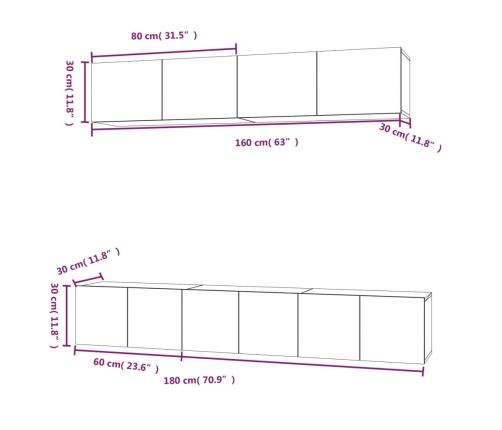 Set de muebles de TV 5 pzas madera contrachapada gris hormigón