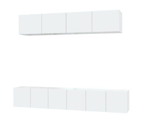 Set de muebles de TV 5 pzas madera contrachapada blanco brillo