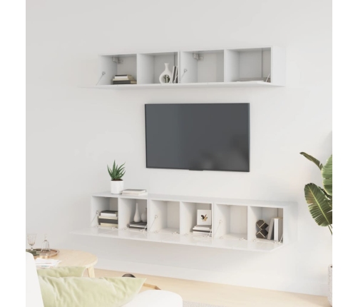 Set de muebles de TV 5 pzas madera contrachapada blanco brillo