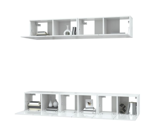 Set de muebles de TV 5 pzas madera contrachapada blanco brillo